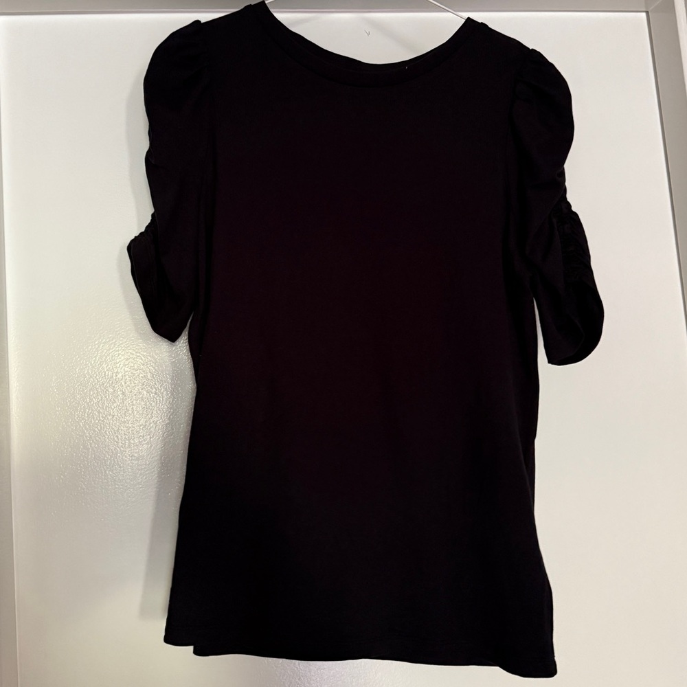 kate spade Black Puff Sleeve Blouse — like new! SMALL 100% cotton